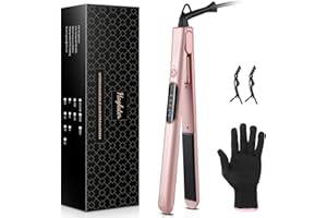 Hair Straighteners, Haglater 2 in 1 Straightener and Curler Ceramic Plates Flat Iron with Adjustable Temperature LCD Display Straightening Styling Tool for Long Hair