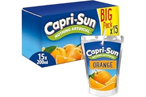 Capri-Sun Orange Kids' Juice Drink (15 x 200ml) Made with Real Fruit Juice - No Artificial Ingredients - Vegan, Gluten Free