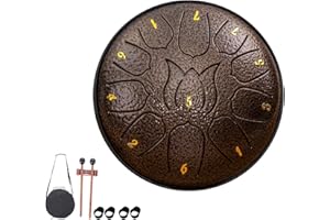 YUCHIFA Rain Drum for Outside Garden, Rain Drum, Steel Tongue Drum Rain Chime,Drum Rain Chime Waterproof,Rain Drum for Garden Instrument,for Camping, Meditation or Yoga (11-tone 6-inch,F)