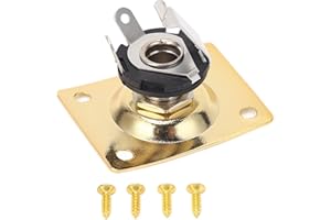 Guitar Output Jack Plate, Quadratische Metall Gitarre Jack Plate Jack Pickup Output Eingangs Stecker Buchse mit Schrauben für Telecaster (GOLD)