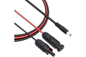 YACSEJAO Connecteur solaire vers câble d'alimentation CC 16 AWG robuste et étanche vers DC 5,5 x 2,1 mm - Câble de charge pour tous les panneaux solaires et générateur solaire portable (1,5 m)