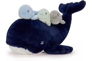 MorisMos 4 stücke Wal Kuscheltier XXL Set, 50cm groß Wal Plüschtier Plüschwal mit 3 Babys im Bauch, Blauwal stofftier als Geburtstag Weihnachten Geschenk für Jungen Kinder