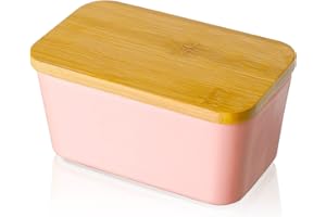 Candiicap Beurrier en Porcelaine, Boîte à Beurre avec Couvercle, Conteneur de Beurre avec Bague d'Étanchéité en Silicone pour Tous Les Types de Beurre (Rose Mat)