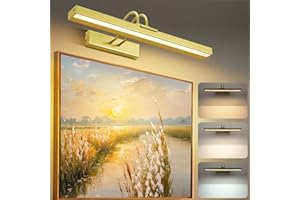 Lampop Picture Lights for Wall 5000 mAh Rechargeable Picture Light Gold Battery Operated Wall Lights with Remote, Dimmable 3 Lighting Colors & 4 Timer, Wireless Lamp for Frames Painting Art Display