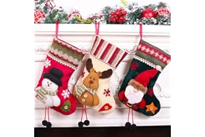 Mineup Nikolausstrumpf, 3 Stück Weihnachtsstrumpf Set, Nikolausstiefel zum Befüllen, Geschenkbeutel Weihnachtsbaum Weihnachtsdekoration für Weihnachtsbaum, Kamin, Wand, Treppe, 30cm