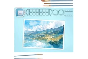 XJLyaya Tapis Silicone, Tapis Peinture Enfant, Plateau Peinture Enfant Silicone, Avec Porte Gobelet Pliable et Porte Balai, Pour la Artisanat, Création Artistique, les Projets de Bricolage