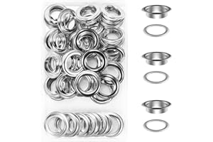 HO2NLE 100pcs Ojetes Metalicos 20mm, Ojales para Lonas Acero Inoxidable SIN Herramientas Gandes Ollaos para Cortinas Lonas Toldos Banderas Tela con Caja de Almacenamiento (Plateada)