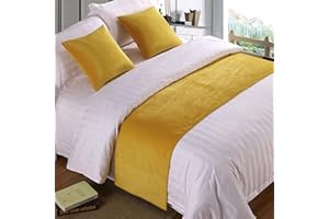 QRGMKL Premium Velvet Bed Runners Bedspread, Soft No Fading Bed Scarf Runner for Bedroom Wedding Room Home Hotel Bedding Decorations-Yellow||210X50cm for 1.5m Bed