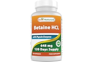 Best Naturals Betaine HCl 648 mg with Pepsin 120 Capsules