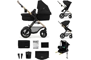 KK KINDERKRAFT Kinderkraft MOOV2 AIR Poussette 4 en 1 Mink PRO I-Size, système de voyage, poussette bébé, poussette pliable, de la naissance à 3 ans, Noire
