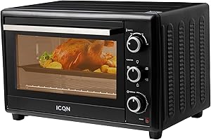 ICQN Mini Four Electrique 50L, Chaleur tournante, 40°- 230°C, 1400 W