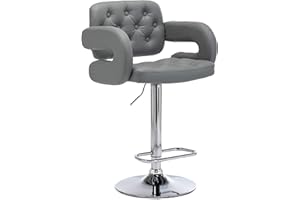 HNNHOME Mercury Pu Swivel Faux Leather Breakfast Kitchen Bar Stool Pub Barstool (Light Grey)