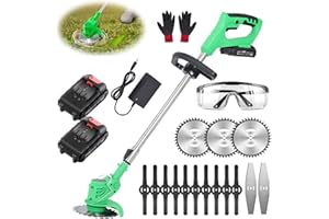 SUAIIOLK Decespugliatore a batteria, con batteria e caricatore con coltello, decespugliatore elettrico, a batteria, 21 V, agli ioni di litio, per esterni, cortile, prato, giardini