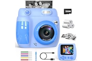 Gofunly Sofortbildkamera Kinder, 2.4 Zoll Bildschirm Kinderkamera Sofortbildkamera mit 32GB Karte & Druckpapier, Kamera Kinder Sofortdruck HD 1080P, Camera mit Fotos Drucken Geschenk für 3-12 Jahre
