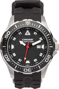 Cressi Manta, Orologio Professionale Subacqueo 100 m/10 ATM,  Silver/Nero/Nero, Taglia Unica : Sport e tempo libero