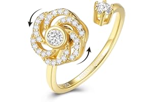 FOREVER QUEEN Femme Bague Anti Stress Anxiété à moulin à vent chanceux pour lutter contre Bague ajustables argent sterling 925 Soulagement de l'anxiété Bague pour Filles