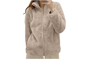 Generico Giacca da Donna Pile Donna Lunga Pile Senza Cappuccio e con Zip Giacche Giacca Teddy Donna Versione Loose Del Cappotto A Maniche Lunghe Autunno e Inverno Caldo Cappotto con Homewear