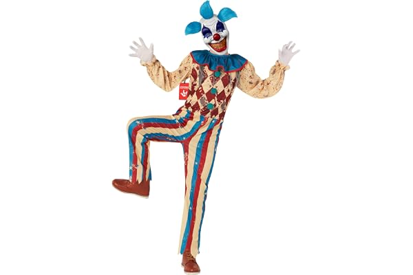Morphsuits Kids Skrämmande clownkostym barn pojkar, läskig clown med mask & hårset, vintage cirkus-jumpsuit