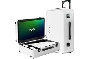 POGA Lux White - Gaming Case (Compatible with PlayStation 5), Portable Console Travel Case incl. Trolley and 24‘‘ AOC Gaming Monitor - White (V2 - Bluetooth Speaker Optional)