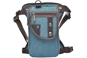 Xieben Canvas Drop Leg Sac pour Hommes Femmes Moto Vélo Equitation Vélo Multi-Usage Cuisse Taille Fanny Pack Voyage Sports Pêche Chasse Randonnée Camping en Plein Air Bleu