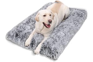Jaspuriea Extra große Hundebett waschbar Hundekiste Matratze beruhigende Flauschige Anti-Angst Hundebetten Deluxe Plüsch Hundematte mit Anti-Rutsch-Boden, 105x70x7cm
