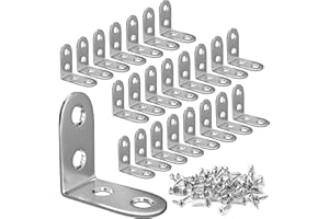 SCOOYUCK 20 Pièces Équerre Metal (40mm×40mm) Equerre Fixation, petite equerre de Inox, Equerre Bois, Avec Vis en Inox, Convient Aux Étagère en Bois, Chaises, etc.