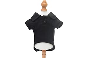 lovelonglong Basic Dog Polo Shirts Premium Cotton, Polo T-Shirts for Large Medium Small Dogs with a Two-button Collar Blank Color Black XL
