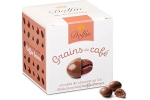 Dolfin Grains de Café au Chocolat au Lait - Billes Décadentes Enrobées de Chocolat Crémeux Artisanal, Coeur Grain de Café - Idée Cadeau, Confiserie, Bonbons & Friandises - Fait en Belgique, 115g