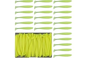 Funzhan 50Pcs Soft Lures Swimbaits Fishing Bass Plastic Paddle Tail Luya Bait Portable Box Proven Colors for Trout Salmon Redfish Freshwater Saltwater