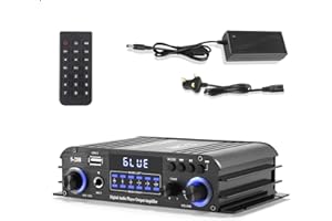 HUUPPHIP Stereo Bluetooth Audio Amplifier, 4.0 Channel 30W×4 Audio Stereo Receiver, Amplifier HiFi for Speakers FM Radio, Karaoke, USB/SD Card/FM Radio/2 Mic, for Home Speaker, Car Speaker, Theater System