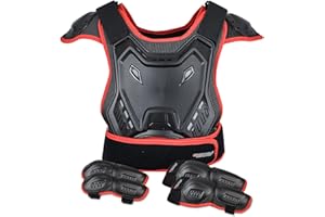 CHCYCLE Armure de moto pour enfants - Équipement de moto tout-terrain avec coudières, genoux, protège-tibias, protection de la colonne vertébrale, équipement de motocross pour sports de plein air