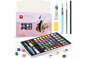 Cugybue Set di Pittura ad Acquerello, 60 Colori in Scatole Portatili Set di Acquerelli da Viaggio con Materiali Artistici Set di Pittura per Pittura per Bambini, Principianti e Professionali,Rosa