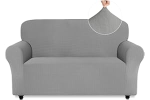 Easy-Going Sofa Covers 2 Seater, Non Slip Stretch Jacquard Sofa Slipcovers for Pet Dog, 1 Piece Couch Covers for Leather Sofa Living Room, Washable Settee Covers Furniture Protectors, Light Grey
