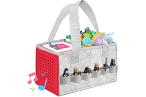LGZIN Tasche for Toniebox Tonie, Tasche für Toniebox Starter Set und Figur, Tragetasche mit Griff für Toniebox, Kann 30-40 Figuren Aufnehmen, Tragetasche für Figuren Aufbewahrung(Grau+Rot)