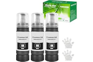 FANSHENG ET-2810 Ink Compatible with Epson ink refill bottles for EcoTank ET-2861 ET-2860 ET-1810 ET-4800 ET-2810 ET-2811 ET-2812 ET-2814 ET-2815 ET-2830 ET-2711 ET-4700 ET-2726 (3 Pack, Black x 3)
