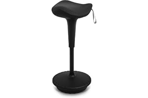 ‎IWMH IWMH Ergonomischer Arbeitshocker, Hochverstellbare Stehhilfe, Atmungsaktiver Sitz-Steh-Hocker 360° Drehbar, Ergonomische Stehhocker Büro(Schwarz)