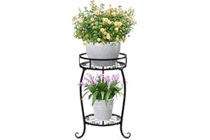 STLOVe Soporte De Metal Para Plantas, 2 Niveles De 19.3 Pulgadas, Estante Para Macetas y Flores, para Casa y Jardín (Sin Incluir Plantas)