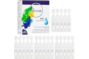 EYE DISCOVER, Gotas Ojos Secos Monodosis con Doble Humectación, Lágrimas Artificiales con Ácido Hialurónico e Hidroxietilcelulosa, Hidratantes, sin Conservantes, 20 Viales Monodosis de 0,35 ml