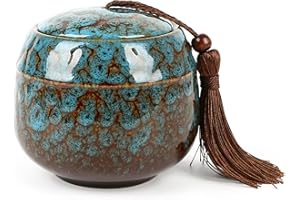 Exnemel Piccole urne per ceneri umane, mini urna per cenere per adulti, urne per animali domestici, cani, ceneri per gatti, ceneri funerali (500 ml, blu)