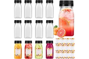 winbest 12 Pièces Bouteilles en Plastique, 120 ml Mini Bouteille Jus de Fruit Shot Bouteilles Vides Réutilisables Bouteille Plastique pour Conserver des Jus, Milkshakes avec 1 Entonnoir