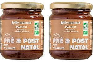 Jolly mama! Lot de 2 Crazy Nut | Pâte à Tartiner Bio DHA | Noisette et Cacao | Compatible Grossesse & Allaitement | Gourmand et Vegan | Sans Huile de Palme | Fabriqué en France | 2 X 220 g