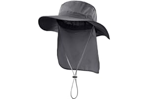 Decentron Outdoor UPF 50+ Mesh Sun Hat Wide Brim Fishing Hat with Neck Flap Hiking Bucket Hat for Men