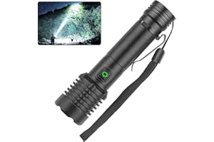 Chasinglee Torcia LED Ricaricabile 90000 lumen, Torcia LED Potente Tattica Ad Alto Lumen, Torcia Ad Alta Potenza, Super Luminosa, Ricaricabile Type-C, Per il Campeggio e l'escursionismo