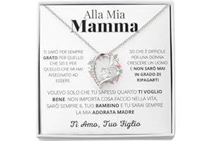 Luna Jewel Idea Regalo Mamma Collana oro o argento, con cofanetto led e messaggio, ciondolo donna, gioielli, per lei, idee compleanno, madre, festa della mamma