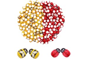 DBALL 300 Piezas Mariquitas Decorativas Abeja Autoadhesivas Mariquita de Madera Mini Mariquitas Manualidades para Decoración Artesanal Scrapbooking Bricolaje