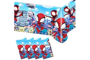 JUNBAOYYDS 4 Stück Party Tischdecke, Superhero Spider-Man Party Tischdecke, Cartoon Thema Tischdecken, Dekoration liefert Party Zubehör für Kinder Geburtstag Party de korationen (blau)