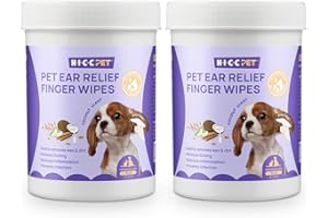 HICC PET Lingettes pour Oreilles de Chien 100 unités, nettoyantes pour Chiens et Chats, soulagent Les démangeaisons, éliminent Le cérumen et Les odeurs - Parfum Noix de Coco