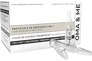 OMA & ME - Protocole 3 en 1 Puissant et Rapide pour la Repousse des Cheveux - Anti-Chute, Stimule la Pousse, Fortifie les Cheveux | Sérum Fabriqué en France - Cure de 30 jours 12 Fioles 6ml