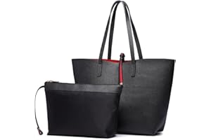 Miss Lulu Schultertaschen für Damen Shopper Damen Groß Tasche Damen Henkeltasche Damen Modische Einkaufstasche PU-Leder Praktisches 2-teiliges Handtaschen-Set