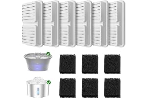 BalimoPet ersättningsfilter för kattfontän (2,2 l/2,5 l). 6 aktivt kolfilter + 6 skumfilter. Fyrfaldig filtrering för alltid